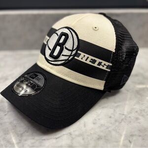 Brooklyn Nets New Era Black Stripes 9FORTY Trucker Snapback Hat NBA